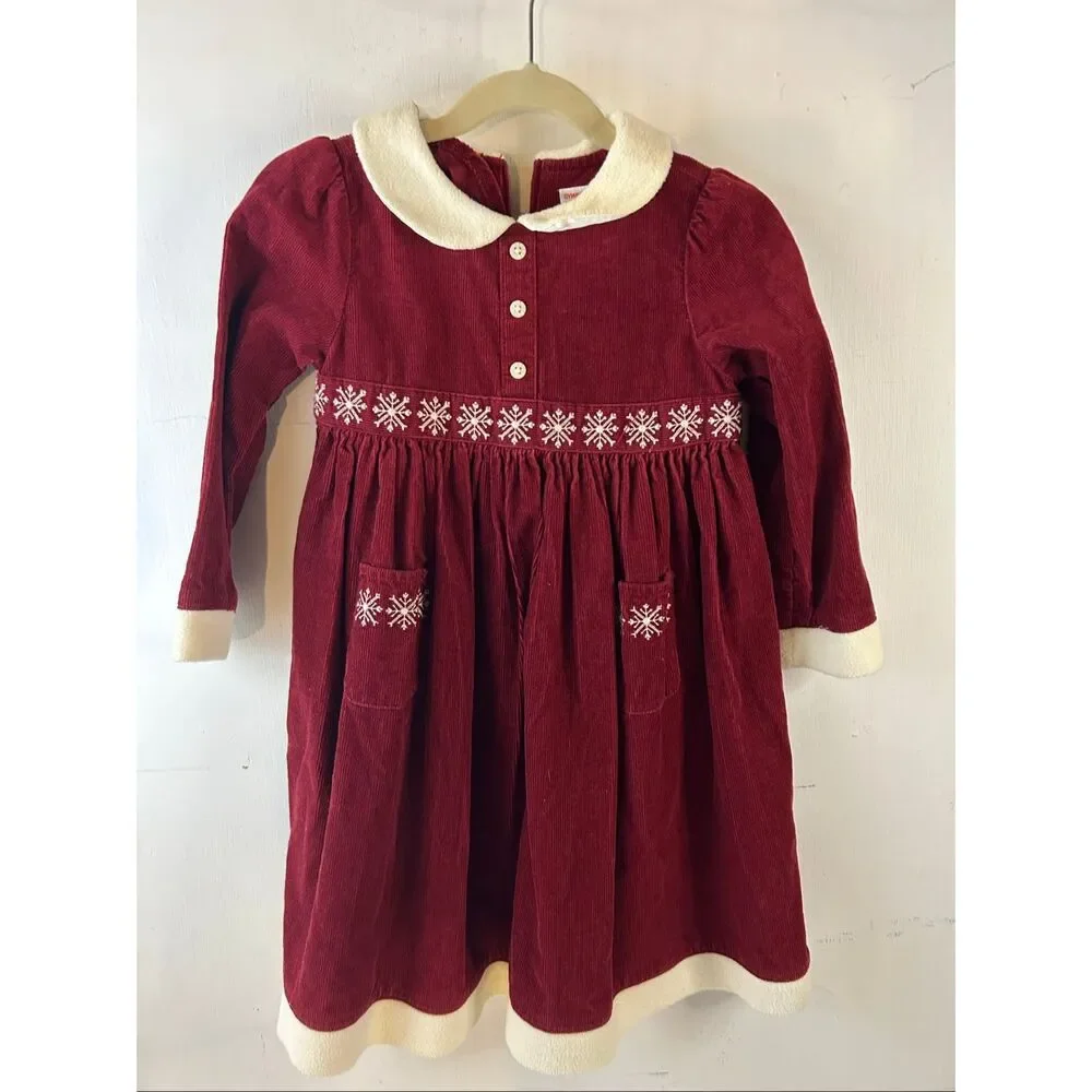 Gymboree corduroy dress‎ 4t Christmas snowflakes